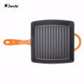 cast iron enamel grill pan with loop handle